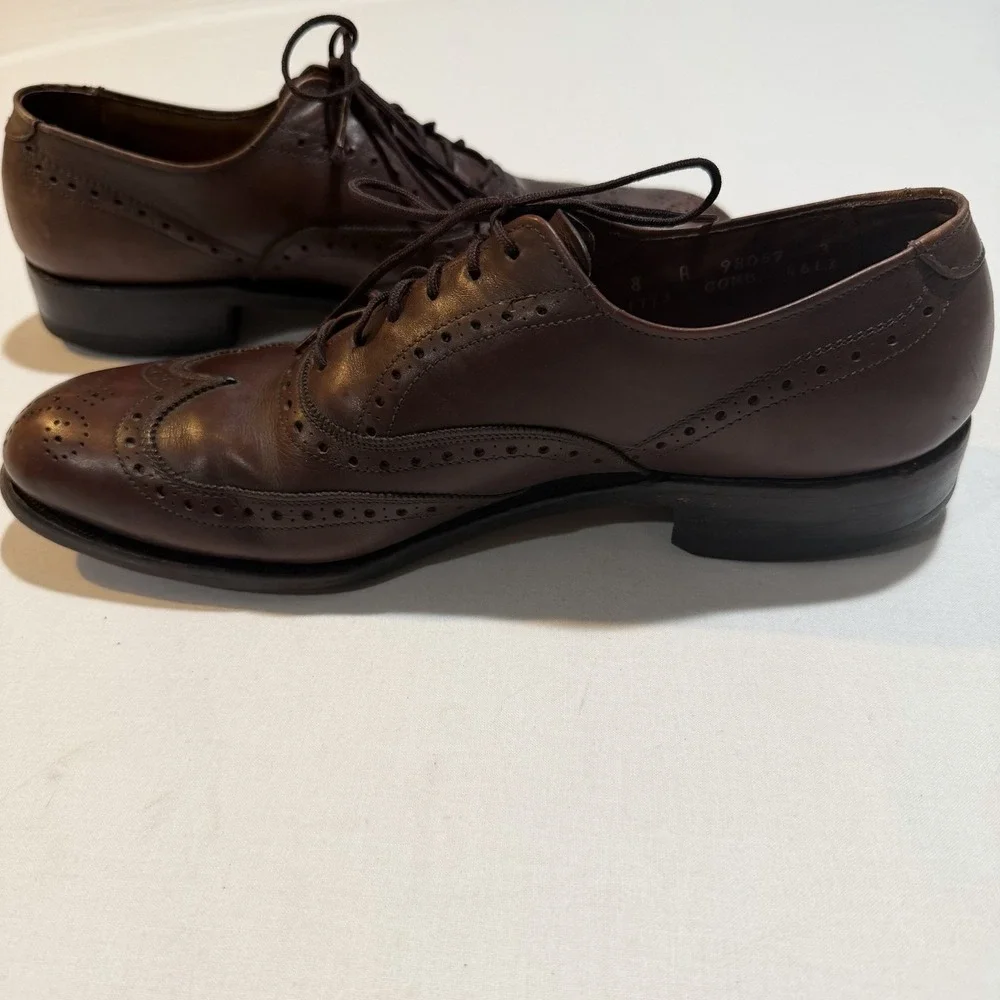 Allen Edmonds Chester Wingtip Oxfords Brown Leather Mens 8 A Narrow 4612 USA